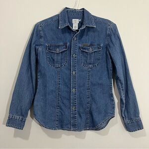 Calvin Klein VTG 90s Denim Jean Shirt Button Front Sz SP Saint Shirt CK ONE Era